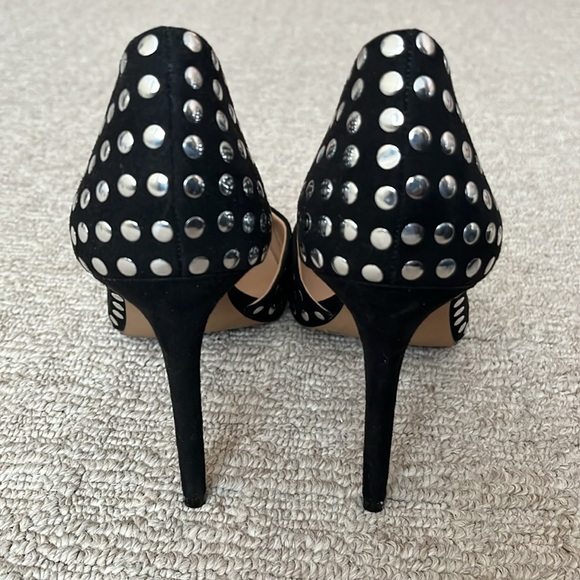 INC Macy’s Kenjay D'Orsay Black Silver Studded Heels Pumps size 9.5 - Picture 9 of 12